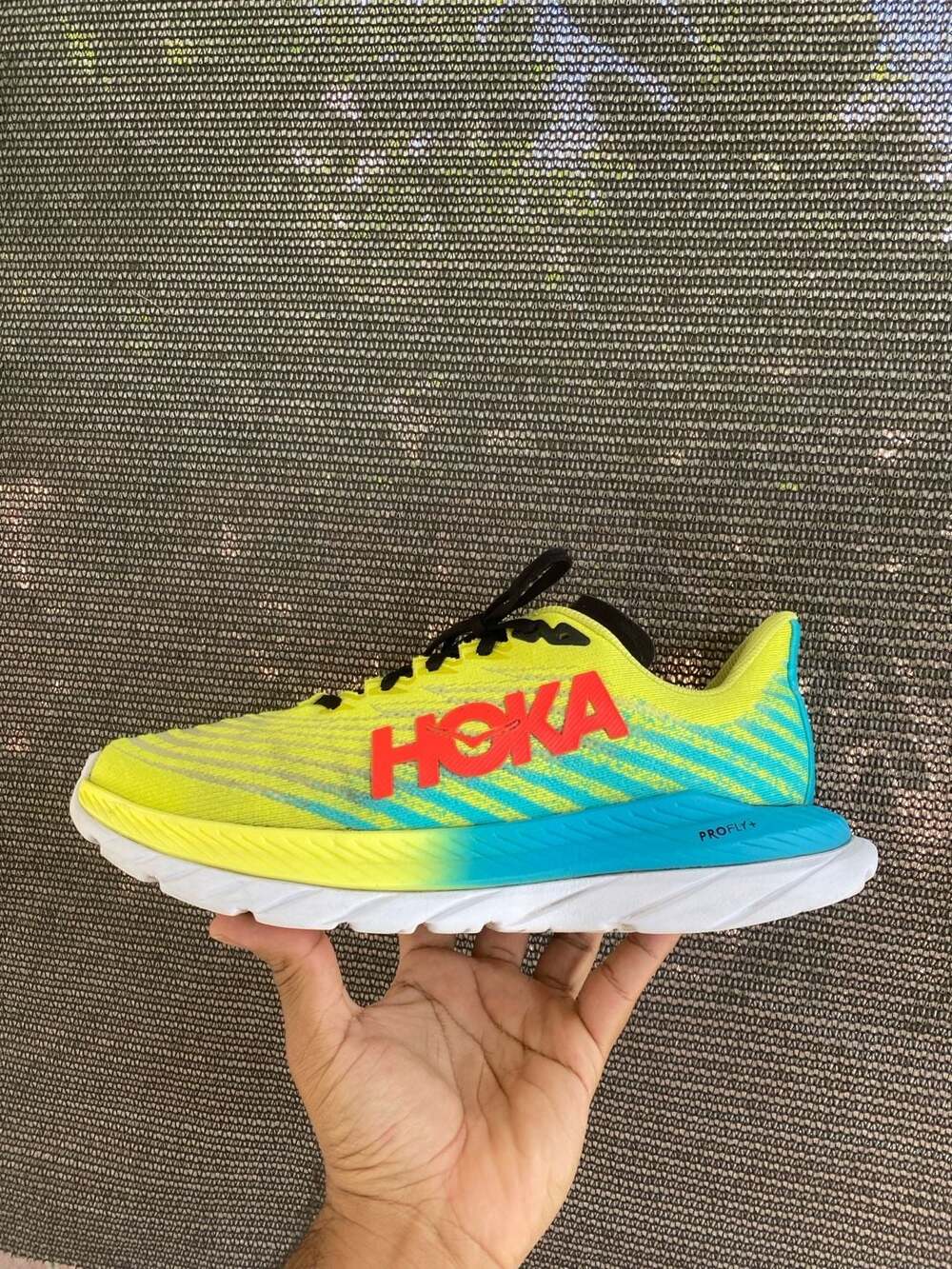Hoka Mach 5 Men's Running Shoes Size 9.5 Evening Primrose Scuba Blue